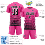 Custom Pink Black-White Geometric Hexagonal Dot Gradient Sublimation Soccer Uniform Jersey