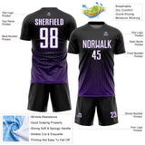 Custom Black White-Purple Geometric Hexagonal Dot Gradient Sublimation Soccer Uniform Jersey