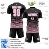 Custom Black Light Pink-White Geometric Hexagonal Dot Gradient Sublimation Soccer Uniform Jersey