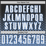 Custom Black White-Light Blue Geometric Hexagonal Dot Gradient Sublimation Soccer Uniform Jersey