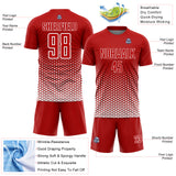 Custom Red-White Geometric Hexagonal Dot Gradient Sublimation Soccer Uniform Jersey