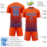 Custom Orange Royal-White Geometric Hexagonal Dot Gradient Sublimation Soccer Uniform Jersey