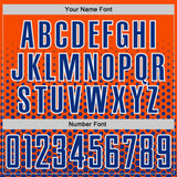 Custom Orange Royal-White Geometric Hexagonal Dot Gradient Sublimation Soccer Uniform Jersey