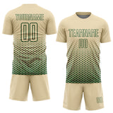 Custom Cream-Green Geometric Hexagonal Dot Gradient Sublimation Soccer Uniform Jersey