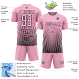 Custom Light Pink-Black Geometric Hexagonal Dot Gradient Sublimation Soccer Uniform Jersey