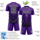 Custom Purple Black-White Geometric Hexagonal Dot Gradient Sublimation Soccer Uniform Jersey