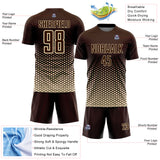Custom Brown-Cream Geometric Hexagonal Dot Gradient Sublimation Soccer Uniform Jersey