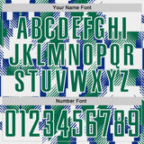 Custom Kelly Green Royal-White Jamaica Geometric Sublimation Soccer Uniform Jersey