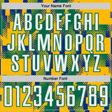 Custom Gold White Kelly Green-Royal Jamaica Geometric Sublimation Soccer Uniform Jersey