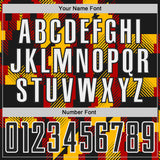 Custom Black Gold Red-White Jamaica Geometric Sublimation Soccer Uniform Jersey