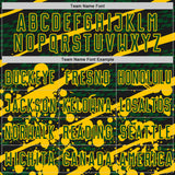 Custom Yellow Green-Black Jamaica Brush Stroke Splatter Sublimation Soccer Uniform Jersey