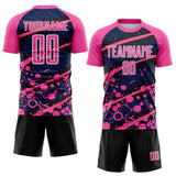 Custom Pink Royal Black-White Jamaica Brush Stroke Splatter Sublimation Soccer Uniform Jersey