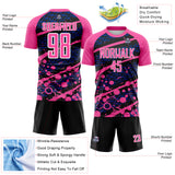 Custom Pink Royal Black-White Jamaica Brush Stroke Splatter Sublimation Soccer Uniform Jersey