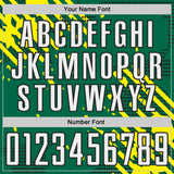 Custom Kelly Green White Light Yellow-Black Jamaica Brush Stroke Splatter Sublimation Soccer Uniform Jersey