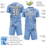 Custom Light Blue White-Black Argentina Brush Stroke Splatter Sublimation Soccer Uniform Jersey