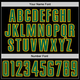 Custom Black Kelly Green-Gold Jamaica Vertical Stripes Paint Splatter Sublimation Soccer Uniform Jersey
