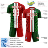 Custom Green White-Red Jamaica Stripes Sublimation Soccer Uniform Jersey