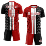 Custom Black White-Red Jamaica Stripes Sublimation Soccer Uniform Jersey