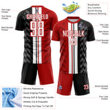 Custom Black White-Red Jamaica Stripes Sublimation Soccer Uniform Jersey