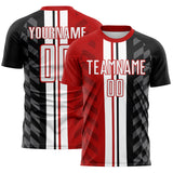 Custom Black White-Red Jamaica Stripes Sublimation Soccer Uniform Jersey