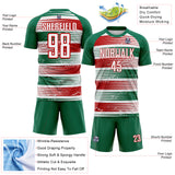 Custom Kelly Green White-Red Jamaica Stripes Paint Splatter Sublimation Soccer Uniform Jersey