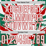 Custom Red White-Green Jamaica Geometric Splatter Sublimation Soccer Uniform Jersey