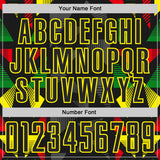 Custom Black Red Green-Light Yellow Jamaica Geometric Stripes Sublimation Soccer Uniform Jersey