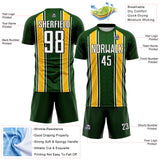 Custom Green White Gold-Black Jamaica Geometric Stripes Sublimation Soccer Uniform Jersey