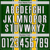 Custom Green White Gold-Black Jamaica Geometric Stripes Sublimation Soccer Uniform Jersey
