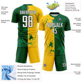 Custom Green White Yellow-Black Jamaica Paint Splatter Sublimation Soccer Uniform Jersey