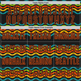 Custom Black Teal Neon Green Gold-Orange Jamaica Fluid Liquid Waves Sublimation Soccer Uniform Jersey
