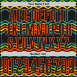 Custom Black Teal Neon Green Gold-Orange Jamaica Fluid Liquid Waves Sublimation Soccer Uniform Jersey