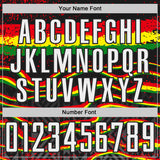 Custom Black White Red Green-Light Yellow Jamaica Fluid Liquid Waves Brush Stroke Sublimation Soccer Uniform Jersey