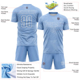 Custom Light Blue-White Diagonal Scratch Lines Argentina Sublimation Soccer Uniform Jersey