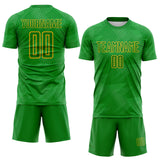 Custom Grass Green-Gold Diagonal Scratch Lines Sublimation Soccer Uniform Jersey