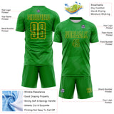 Custom Grass Green-Gold Diagonal Scratch Lines Sublimation Soccer Uniform Jersey