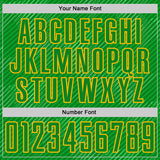 Custom Grass Green-Gold Diagonal Scratch Lines Sublimation Soccer Uniform Jersey