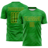 Custom Grass Green-Gold Diagonal Scratch Lines Sublimation Soccer Uniform Jersey