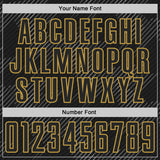 Custom Black-Old Gold Diagonal Scratch Lines Sublimation Soccer Uniform Jersey