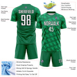 Custom Kelly Green White-Black Chevron Geometric Arrow Sublimation Soccer Uniform Jersey