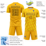 Custom Gold-Black Chevron Geometric Arrow Sublimation Soccer Uniform Jersey