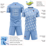 Custom Light Blue-White Chevron Geometric Arrow Argentina Sublimation Soccer Uniform Jersey