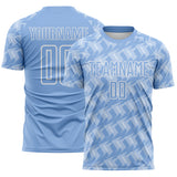 Custom Light Blue-White Chevron Geometric Arrow Argentina Sublimation Soccer Uniform Jersey