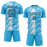 Custom Sky Blue White-Black Brush Stroke Argentina Sublimation Soccer Uniform Jersey