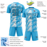 Custom Sky Blue White-Black Brush Stroke Argentina Sublimation Soccer Uniform Jersey