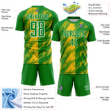 Custom Grass Green Yellow-White Brush Stroke Brazil Sublimation Soccer Uniform Jersey
