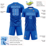 Custom Blue Royal-White Geometric Maze Interlocking Lin Sublimation Soccer Uniform Jersey