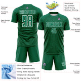 Custom Kelly Green-White Geometric Maze Interlocking Lin Sublimation Soccer Uniform Jersey