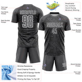 Custom Steel Gray Black-White Geometric Maze Interlocking Lin Sublimation Soccer Uniform Jersey