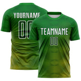Custom Green Gold-White Gradient Geometric Maze Lines Sublimation Soccer Uniform Jersey
